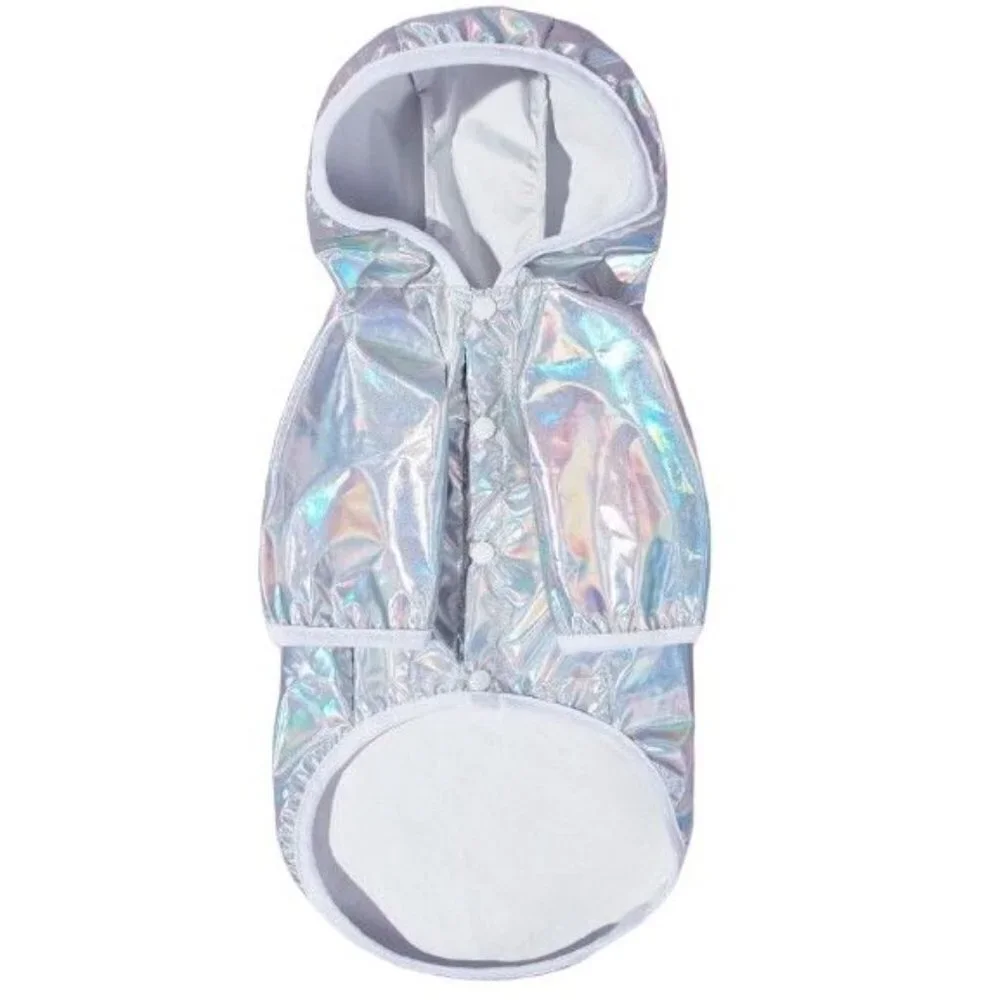Pet Coat XS or S Hooded Laser Holographic Silver White Cat Dog Choose…